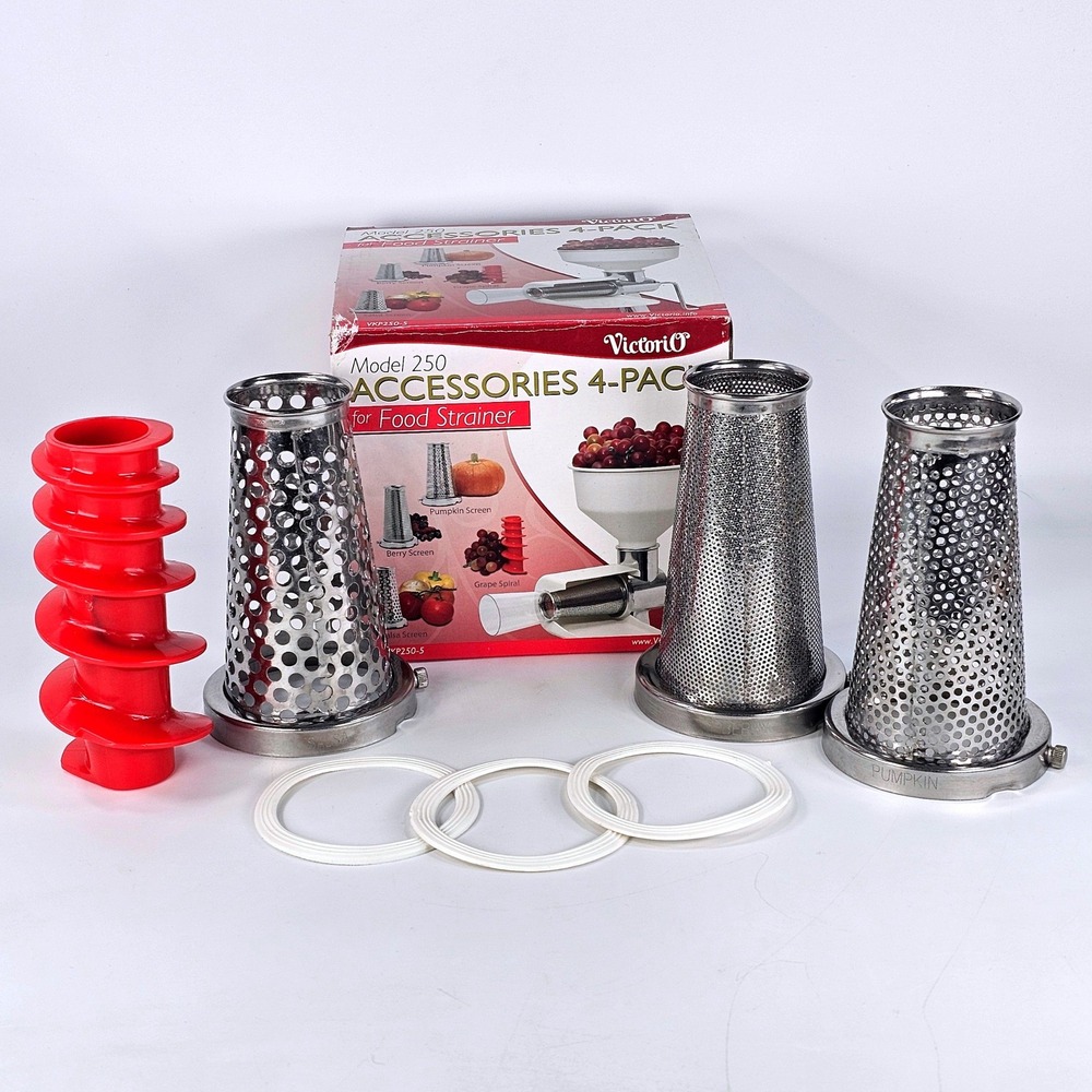 New Victorio Model 250 Food Strainer Accessories 4-Pack VKP250-5 Screens Spiral